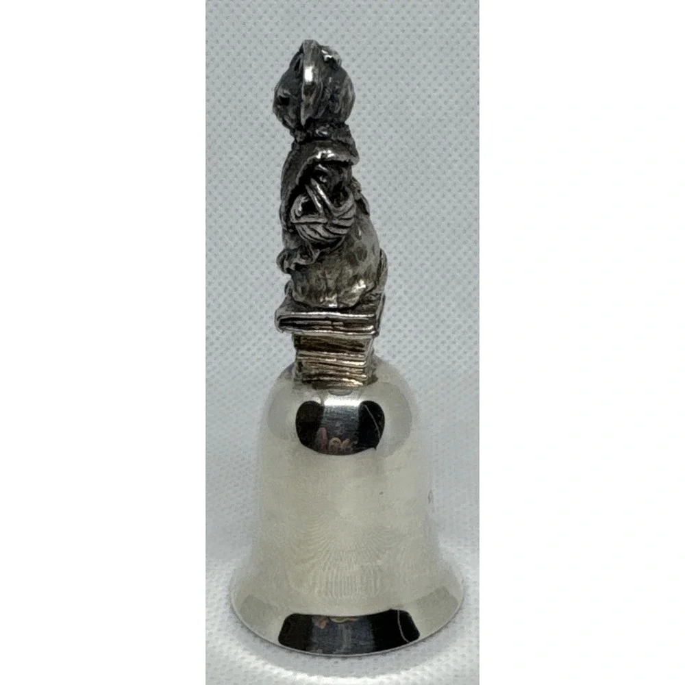Vintage NE Mrs Ribby Beatrix Potter Silverplate Pewter Bell